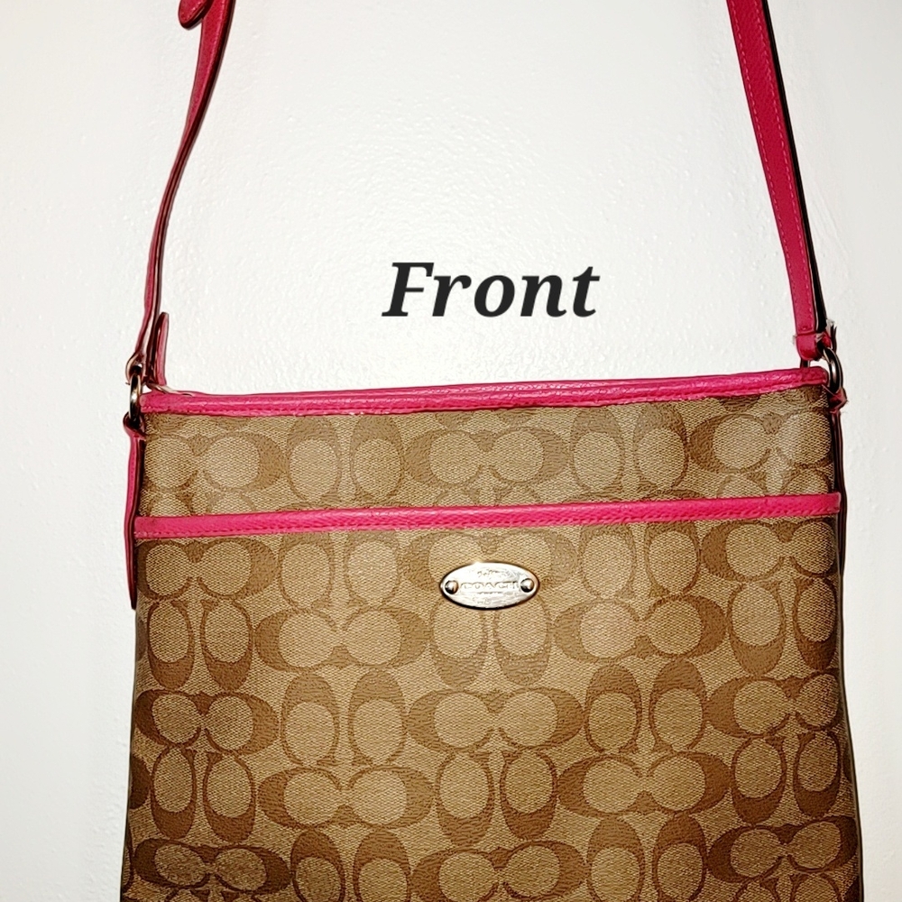 Coach Signature Crossbody Bag - Brown and Pink